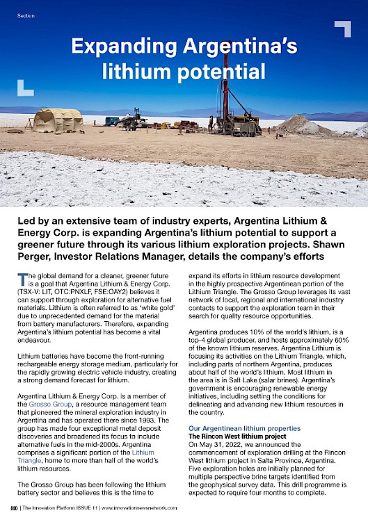 Argentina Lithium & Energy Corp. | Expanding Argentina's Lithium Potential